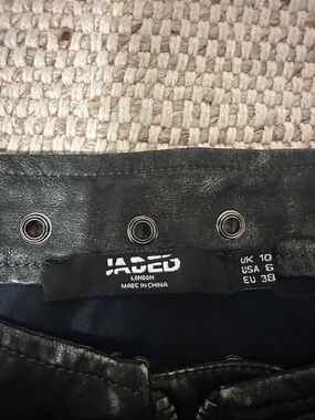 Jaded London Black Faux Leather Grommet Skirt